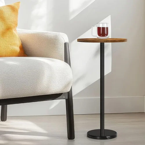 OYEAL Mesa auxiliar para bebidas, pequeña mesa de cóctel redonda para patio, mesa auxiliar de pedestal al aire libre, mesa auxiliar con base de