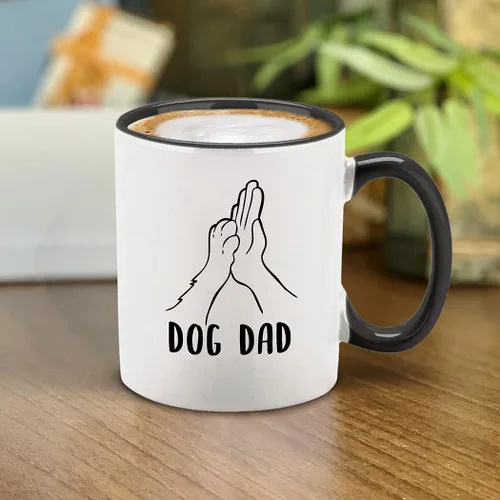 Miniatura 6 de shop4ever Taza de café con diseño de perro y papá con diseño de cinco perros, mango negro, taza de café de cerámica de 11 onzas, regalo divertido