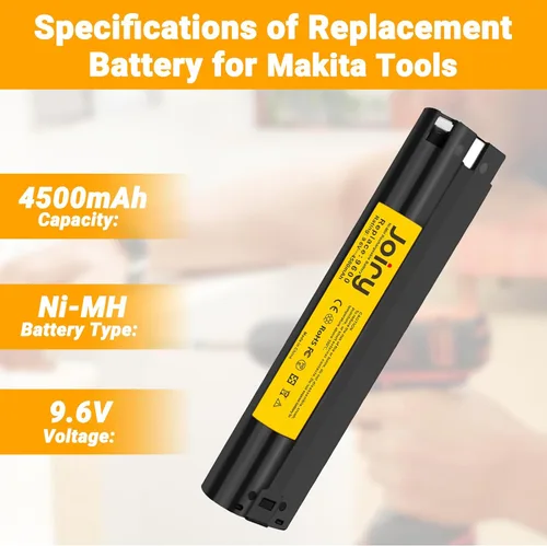 Miniatura 2 de Joiry Batería NiMh de repuesto de 9.6 V 4500 mAh compatible con Makita 9000 9600 9001 9002 9033 192696-2, 193890-9 191681-2 632007-4 5090D 6012HD