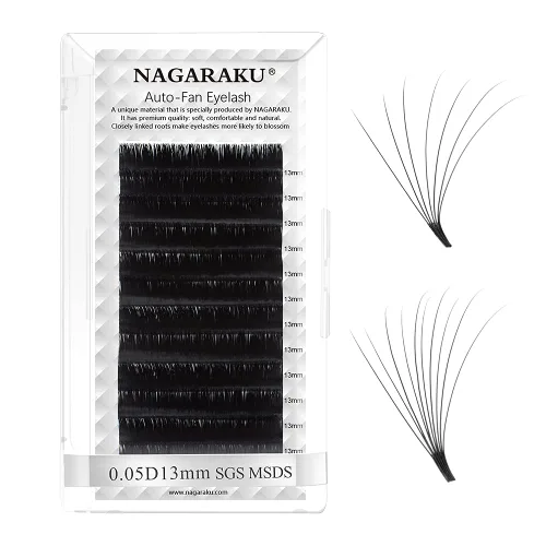 Miniatura 40 de NAGARAKU Easy Fan Extensiones de Pestañas Volumen Lash 0.07 Rizo D 8-15mm Bandeja Mixta Floración Rápida Visón Sintético en Racimo Para Ventilador