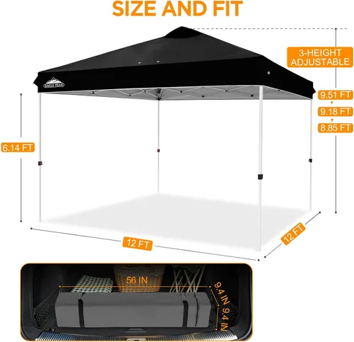 Miniatura 91 de EAGLE PEAK Tienda de campaña desplegable con bolsa de transporte con ruedas, 8 estacas, 4 cuerdas, 4 bolsas de peso, toldo de tienda de campaña