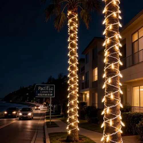 Miniatura 2 de 100 luces LED de Navidad de color blanco cálido, tira de luces con cable blanco de 35 pies, certificación UL, calidad comercial, para árboles