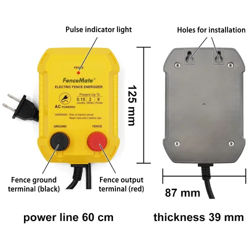 Miniatura 6 de Cargador de Valla Eléctrica AC FenceMate de Potencia Salida 0.15J hasta 2 Millas para Contener Mascotas Pequeñas, Aves de Corral, Mantener Roedores