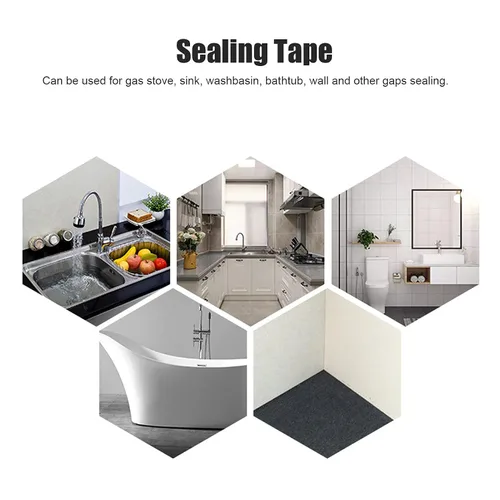 Miniatura 4 de Cinta autoadhesiva para calafatear, tira de sellador de acrílico de PVC para baño, cocina, 1.496 in x 12.5 ft, color blanco