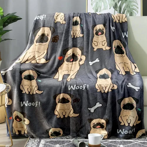 Miniatura 9 de Manta de Carlino de Amor, Manta de Cachorro Lindo Súper Suave, Manta de Peluche de Carlinos, Regalos para Amantes de los Perros, Mujeres y Adultos