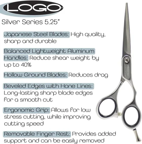 Miniatura 3 de Cricket Logo Silver Series - Tijeras de peluquería profesionales, ultraligeras de 5.25 pulgadas, cuchillas de acero inoxidable japonesas, asas