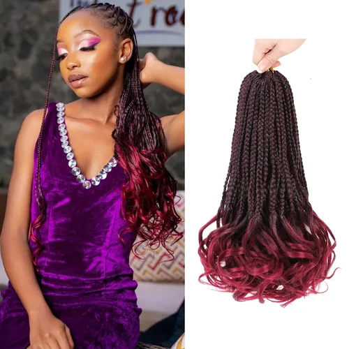 Miniatura 26 de Trenzas de ganchillo rizadas francesas de 22 pulgadas, 8 paquetes, trenzas de caja diosa grises para mujeres, de ganchillo pre-trenzadas con Trenzas