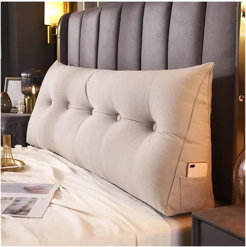 Miniatura 10 de Almohada triangular para cabecero, cojín grande para cabecero, almohada de lectura, respaldo de posicionamiento, cojín para cama de día con funda