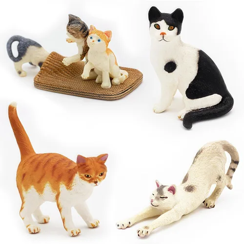 Miniatura 5 de Gemini&Genius 6 juguetes de gato para niños, figuras de gato, gatitos realistas para niños pequeños, juguetes divertidos de animales para mascotas