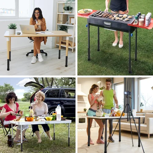 Miniatura 7 de Paquete de 4 extensores plegables de patas de mesa, elevadores de acero altamente duraderos, extensiones de patas de mesa para patas rectas