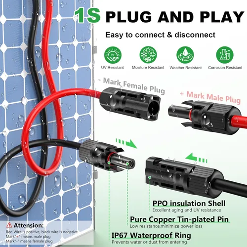 Miniatura 4 de Oududianzi Cable de extensión solar de 30 pies 10 AWG, cable solar, cable fotovoltaico de cobre estañado calibre 10, cables de panel solar