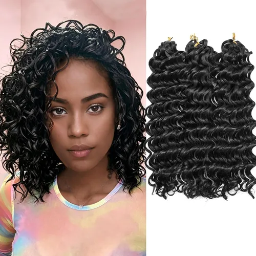 Miniatura 52 de GoGo Curl Crochet Hair 18 pulgadas onda de agua pelo sintético bohemio ganchillo trenzado jengibre onda profunda extensiones de cabello trenzado