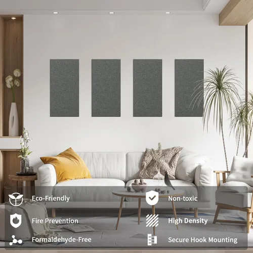 Miniatura 7 de Art3dwallpanels 4 PCS Paneles Acústicos, 24''x12'' Paneles de Pared de Tela Insonorizados, Paneles de Absorción de Sonido de Montaje Fácil con Gris