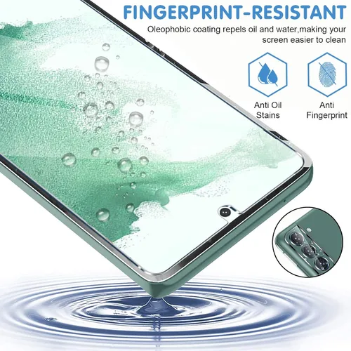 Miniatura 6 de [Paquete de 3+3] Protector de pantalla de vidrio para Samsung Galaxy S22 Plus 5G, vidrio templado 9H, compatible con huellas dactilares
