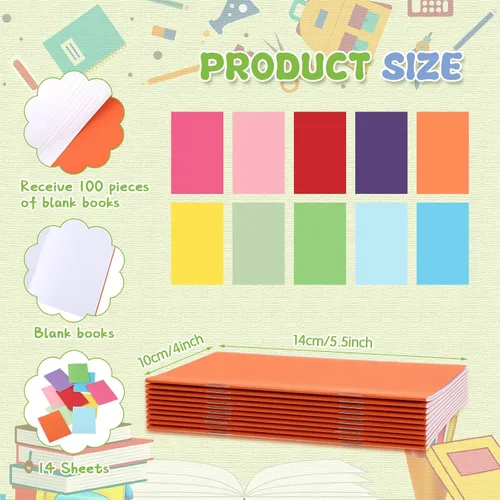 Miniatura 2 de Kosiz 100 Piezas Libros en Blanco Coloridos a Granel Libros en Blanco para que los Niños Escriban Historias Mini Cuadernos de Tapa Dura Cuadernos