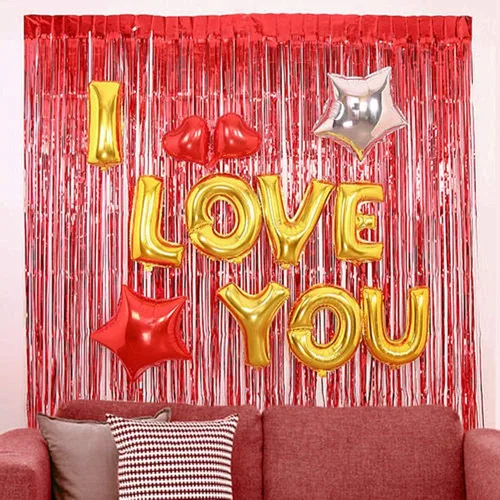 Miniatura 6 de 2 piezas de cortinas de flecos de papel de oropel metálico rojo brillante de 3.2 x 8.2 pies, telón de fondo para cabina de fotos para cumpleaños
