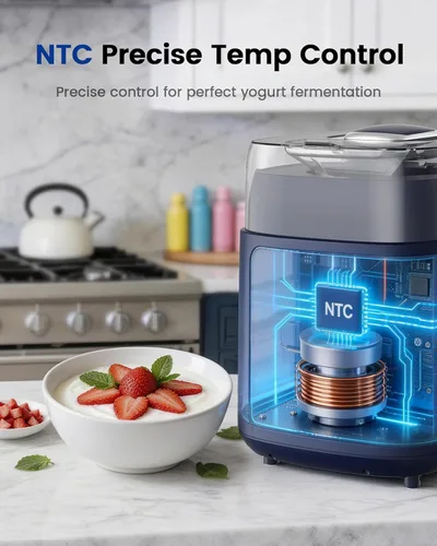 Miniatura 3 de Compresor 4 en 1 para hacer helados (1.0 cuartos de galón), sin precongelación, máquina automática de yogur, máquina de servir yogur congelado Azul