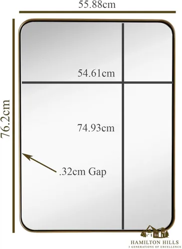 Miniatura 2 de Hamilton Hills - Espejo de pared de metal cepillado contemporáneo Panel de cristal negro enmarcado con esquina redondeada y diseño profundo