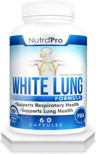 White Lung by NutraPro - Limpieza y desintoxicación pulmonar. Apoya la salud pulmonar. Apoya la salud respiratoria. 60 cápsulas, fabricado en