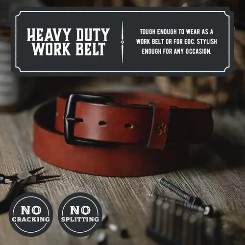 Miniatura 2 de Main Street Forge Cinturón de cuero All American Fabricado en Estados Unidos Cinturón de trabajo resistente para hombre Cinturón EDC