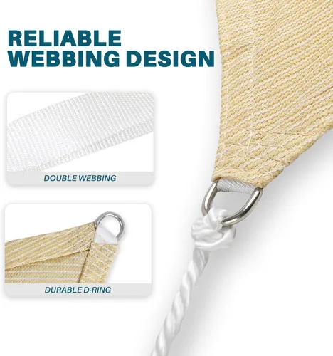 Miniatura 3 de COARBOR - Toldo parasol rectangular de 8 x 8 pies / 2.43 x 2.43 metros, para exteriores, resistente, color beige, para patio, jardín, terraza, playa