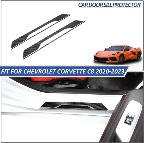 Miniatura 5 de Daeiclru Protector del umbral de la puerta del automóvil, cubierta del umbral de la puerta interior de fibra de carbono real compatible con Corvette
