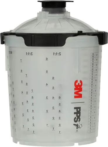 Miniatura 11 de 3M 26000 PPS 2.0 Kit de taza, tapas y forros para pistola pulverizadora, estándar, filtro de 200 micrones, 22 onzas, negro, plateado