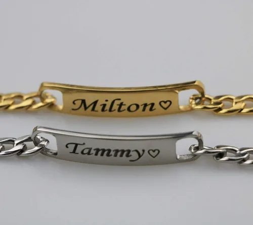 Miniatura 6 de BBFirst Pulsera personalizada de acero inoxidable grabada con letras de nombre personalizables para hombres