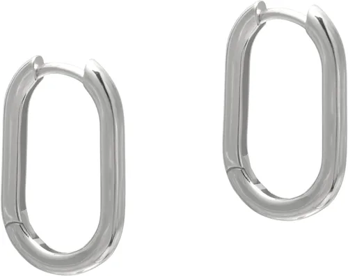 1 Inch Chunky Oval Hoop Huggie Earrings Sterling Silver Earrings for Women