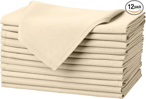 Miniatura 3 de Pomp Servilleta de tela de poliéster beige de 17 x 17 pulgadas (paquete de 12) Tela de fácil cuidado resistente a las arrugas y a las manchas