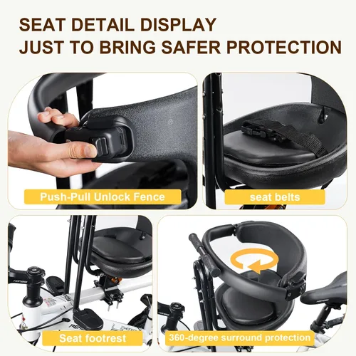 Miniatura 3 de YouTeMei Kids Bike seat, Kids Front Mounted Bike Seat for Adult Bike