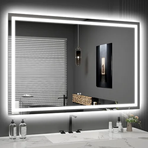 Miniatura 24 de Espejo LED para baño de 20 x 28 pulgadas, espejos de tocador de baño iluminados con luces, espejo antivaho más brillante con iluminación frontal