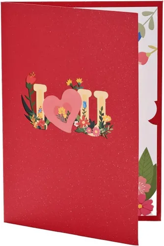 Miniatura 8 de Tarjetas de felicitación de cumpleaños desplegables, tarjetas 3D con texto en inglés "I Love You" para cumpleaños, día de San Valentín, día