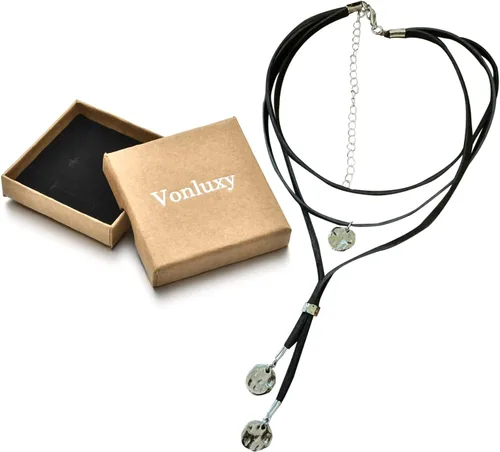 Miniatura 7 de XULAVA Gargantilla bohemia para mujer, collar en capas de ante negro y marrón para mujeres, adolescentes, niñas, joyería bohemia, collares largos