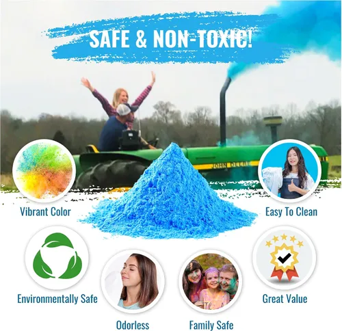 Miniatura 3 de Color Blaze Blue Baby - Polvo de revelación de género – 2 libras de polvo de color para niño – para el desgaste de la motocicleta, lanzamiento, Azul