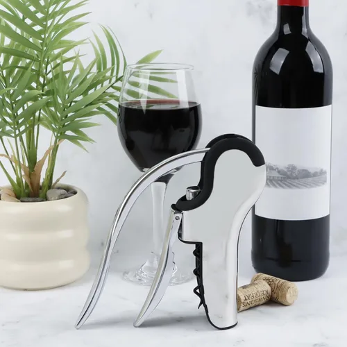 Miniatura 6 de KAYCROWN Abrebotellas de vino de acero inoxidable, sacacorchos de palanca vertical con diseño de cortador de lámina incorporado, sacacorchos de mano