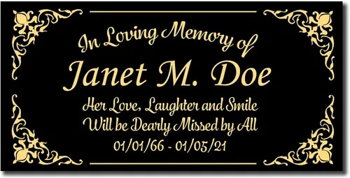 Miniatura 13 de Placa conmemorativa con borde elegante, mensaje personalizado y emblemas de reconocimiento de memoria de identificación, fabricado en Estados Unidos