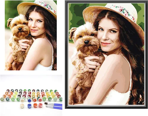Miniatura 12 de GVS-ART Pintura personalizada por números con marco para adultos, lienzo enmarcado y estirado, pintura acrílica personalizada, lienzo personalizado