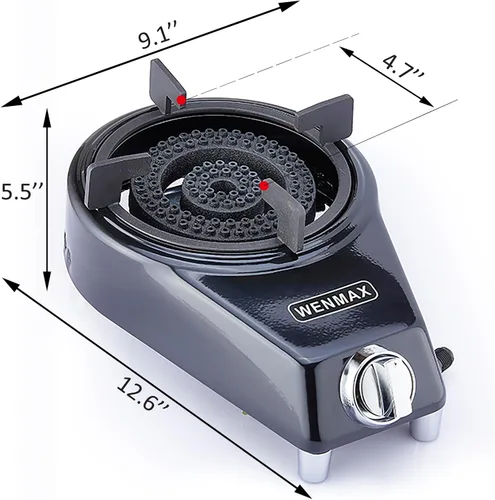 Miniatura 2 de Estufa de propano de un solo quemador, estufa de gas portátil con manguera adaptadora de propano, alto valor calorífico de 15000 BTU, protección