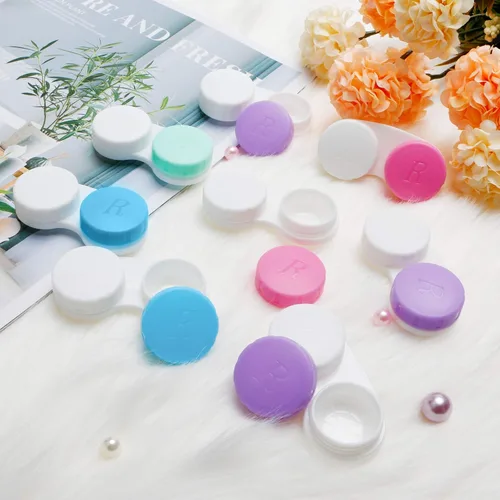 Miniatura 5 de Estuche para lentes de contacto de 12 piezas, caja colorida para lentes de contacto izquierdos/derechos, contenedor de soporte para lentes