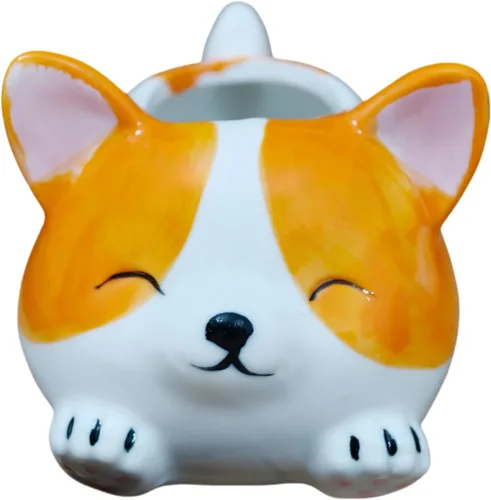 Miniatura 3 de Cuteforyou Macetas para suculentas, bonitas macetas de cerámica con forma de animal, diseño de cactus suculentas, planta no incluida (Corgi)