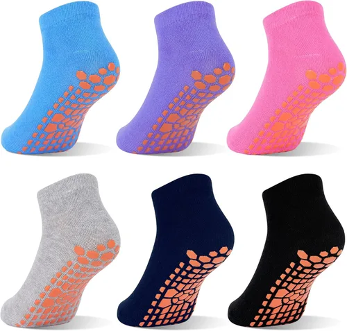 Miniatura 9 de GRPSKCOS Calcetines de Agarre para Niños 6 Pares Calcetines de Agarre para Niños Calcetines de Trampolín Antideslizantes para Tobillo Calcetines