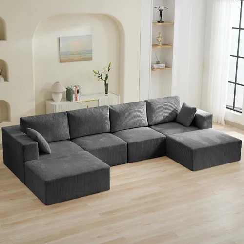 Miniatura 12 de Sofá modular Cloud de 3 plazas sin hueso de 115 pulgadas para habitación familiar, sofá sin espinas comprimida de espuma viscoelástica con asiento