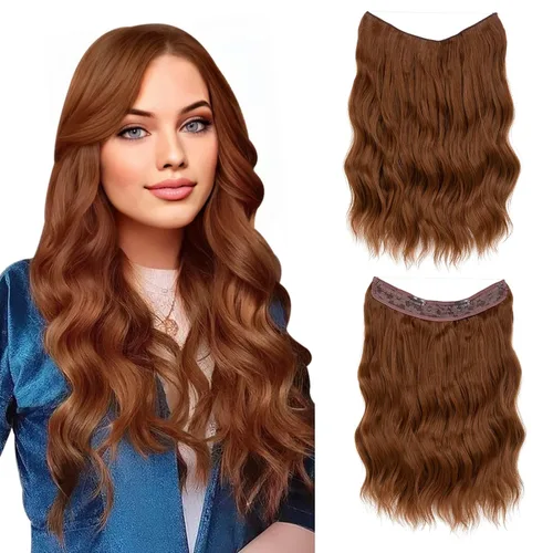 Miniatura 11 de SARLA Extensión de Cabello con Alambre Invisible con 3 Clips Pieza de Cabello Sintética Corta de Ondas de Playa Diadema Transparente Ajustable
