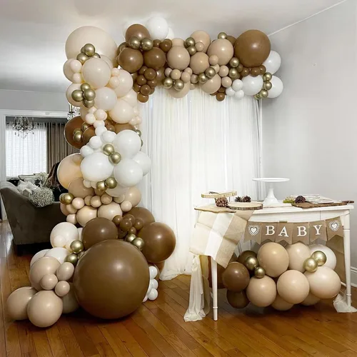 Miniatura 6 de Globos marrones, 18/12/10/5 pulgadas Kit de arco de guirnalda de globos retro de color marrón oscuro de diferentes tamaños, globos de helio de látex