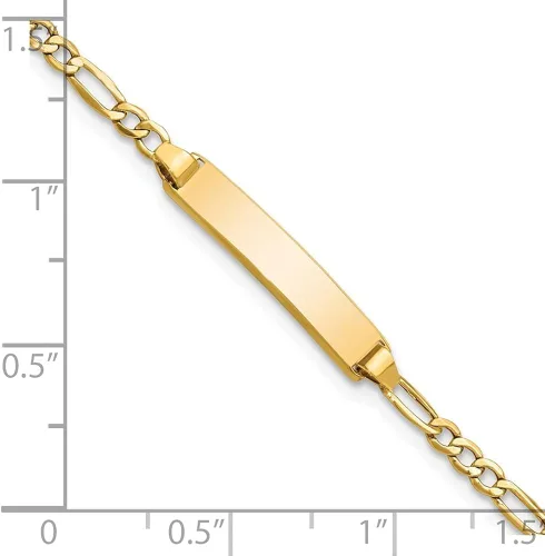 Miniatura 3 de Auriga Fine Jewelry Pulsera Figaro ID pulida semisólida de oro amarillo de 14 k para unisex