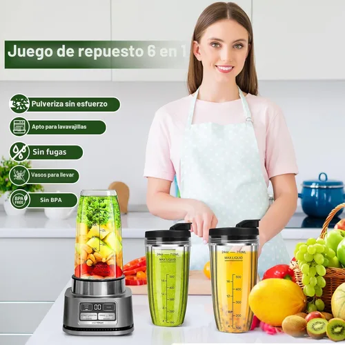 Miniatura 6 de Vasos de licuadora de repuesto para Ninja, vasos de licuadora Ninja de 24 onzas con tapas para llevar compatibles con Ninja BN401, BL450, BL456
