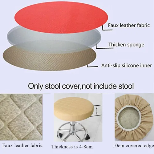 Miniatura 3 de Fundas redondas para taburetes de bar impermeables, cojín de asiento de poliuretano con protectores elásticos, alivia la presión, diámetro de 13