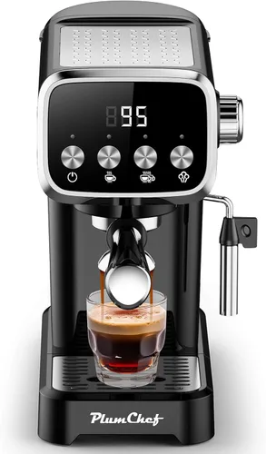 Miniatura 9 de PlumChef 20BAR - Máquina de café espresso vertical delgada con espumador de leche, calentador de tazas integrado, tanque desmontable de 43 onzas