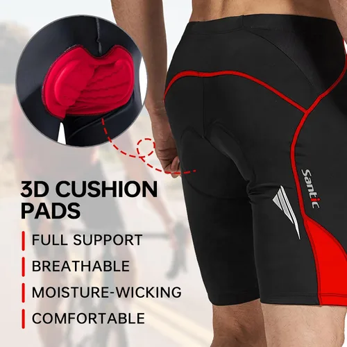 Miniatura 15 de Santic Pantalones cortos de ciclismo para hombre, pantalones acolchados para ciclismo, ropa de ciclismo